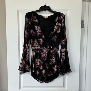 Cotton Candy Floral Deep V Romper